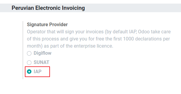 Opción de IAP como proveedor de firmas.